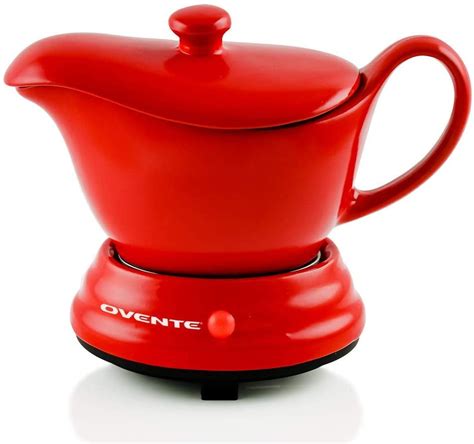 Ovente Electric Gravy Boat Warmer With Portable 16 Ounce Ceramic