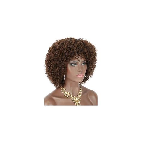 Kalyss Short Kinky Curly Wigs For Women Ombre Brown With Black Roots