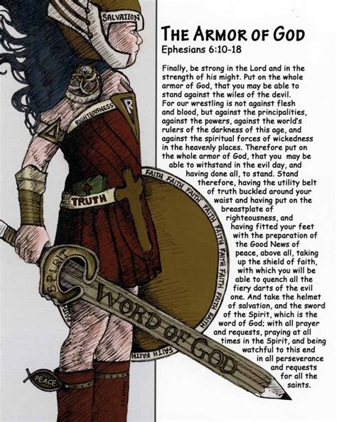 Armor Of God Ephesians Illustrated Bible Verse Christian