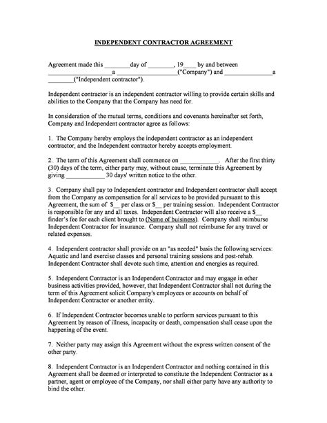 50 simple independent contractor agreement templates [free] contract template independent
