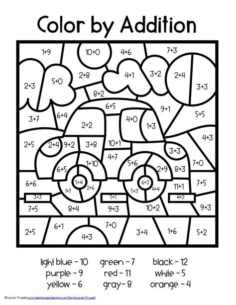 Free color by number 2nd grade worksheets
