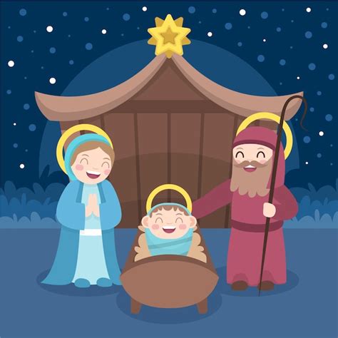 Free Vector Christmas Nativity Scene In Flat Design