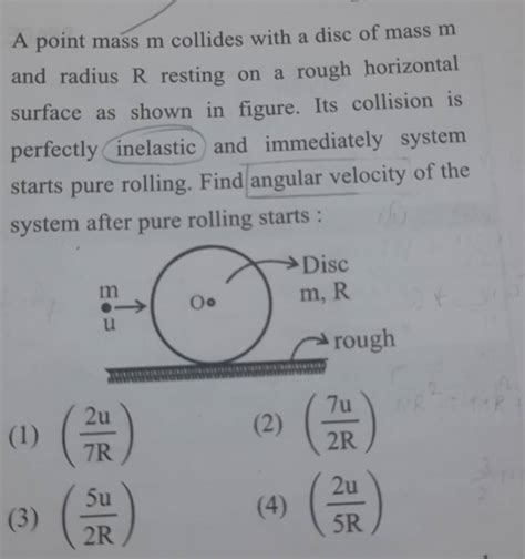 A Point Mass M Collides With A Disc Of Mass M And Radius R Resting On A R