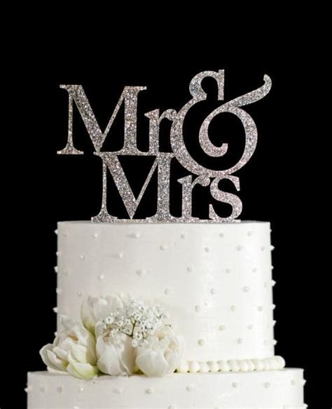 Glitter Mr And Mrs Wedding Cake Topper In Your Choice Of Glitter Elegant Custom Wedding Cake