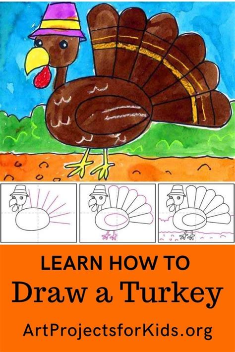 How To Draw A Cartoon Turkey · Art Projects For Kids Turkey Art
