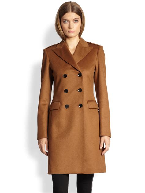 Lyst Burberry Double Breasted Cashmere Coat In Brown