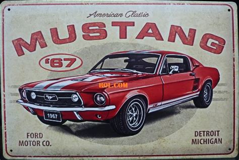 Ford Mustang Metalen Wandbord 30x20 Muurplaat Vintage Retro