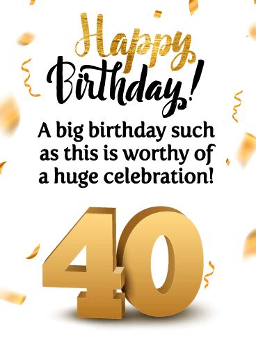 Show your support and care for a newly aged 40 year old by sending a cute message to appreciate and tell them how beautiful happy 40th birthday. Let's Celebrate! Happy 40th Birthday Card | Birthday ...