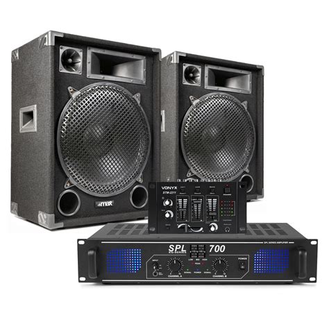 Max Sp15 15 Passive Dj Speaker Pair With Amplifier And Mixer