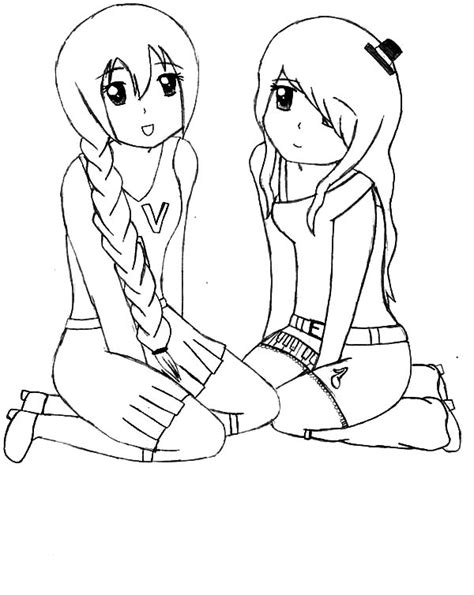 Two Girls Coloring Pages At Free Printable Colorings