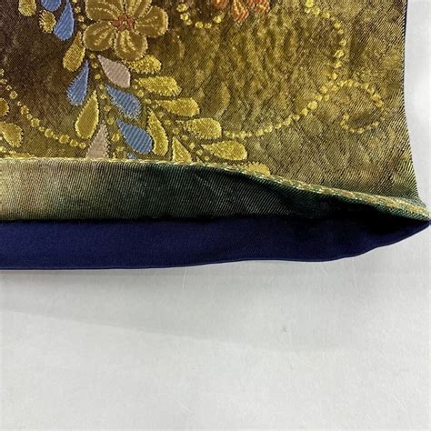 Japanese Kimono SILK Fukuro OBI Rokutu Foil Gold Thread Plants L14