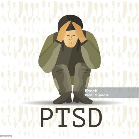 Ptsd Post Traumatic Stress Disorder Vector Illustration Stock