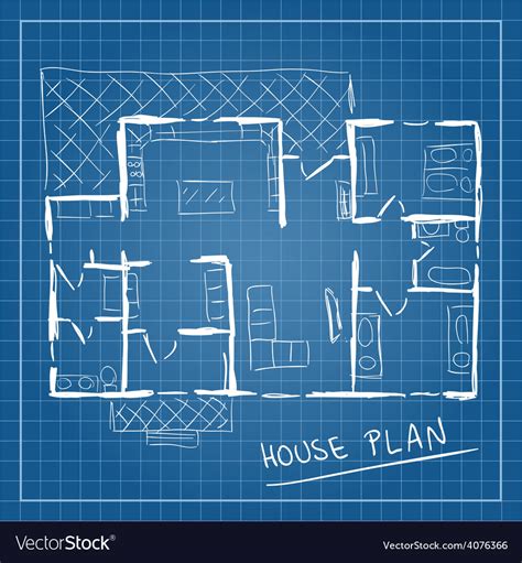 House Plan Blueprint Doodle Royalty Free Vector Image