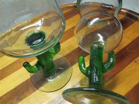 Vintage Margarita Cactus Glasses70 S Mexican Hand Blown Etsy Uk