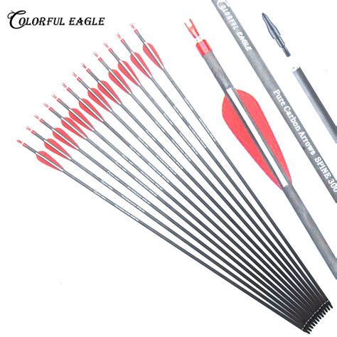 Archery Pure Carbon Arrows Spine 300 400 Id 62mm With Changeable