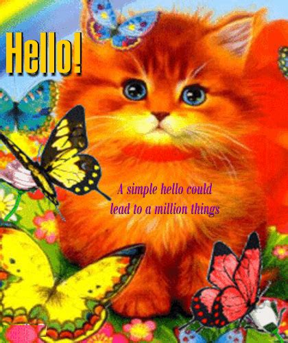 A Cute Kitty Says Hello Free Hi Ecards Greeting Cards 123 Greetings