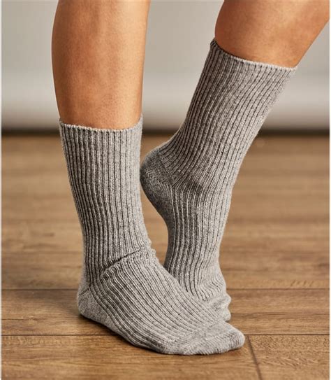 Grey Marl Womens Cashmere Merino Socks Woolovers Uk