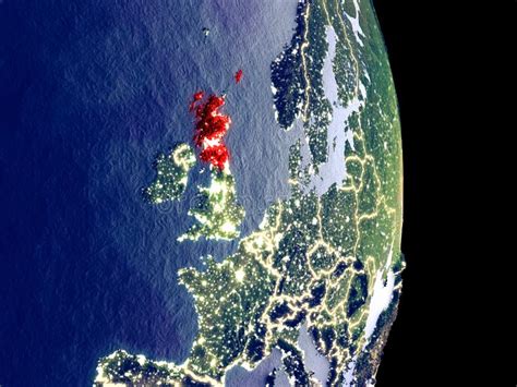 Scotland At Night From Space Stock Illustration Illustration Of