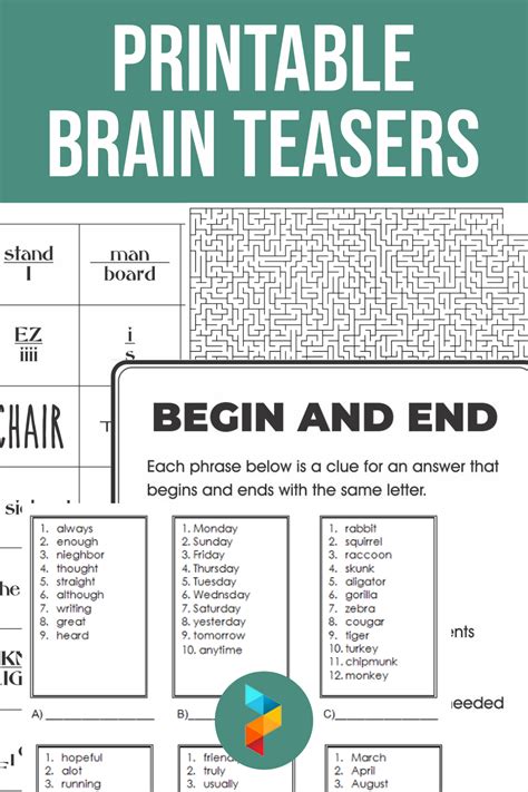Printable Brain Puzzles