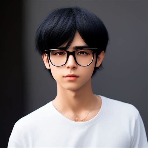 Wibby Anime Boy With Black Hair And Glasses Not Real