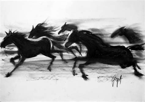 Wild Horses Drawing By Nicolas Goia Saatchi Art