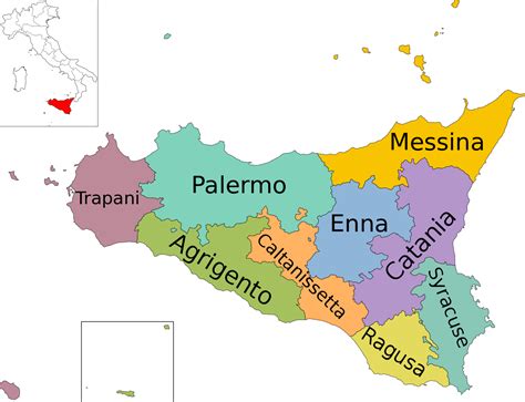Filemap Of Region Of Sicily Italy With Provinces Ensvg Wikimedia