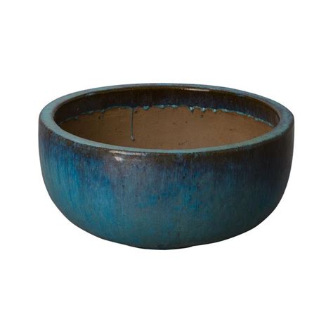 Emissary 24 In Dia Shallow Teal Round Ceramic Planter 12052gt 2