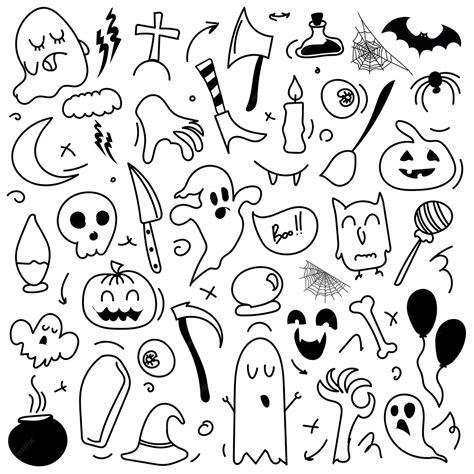 Premium Vector Halloween Drawings Set Of Design Elements Halloween