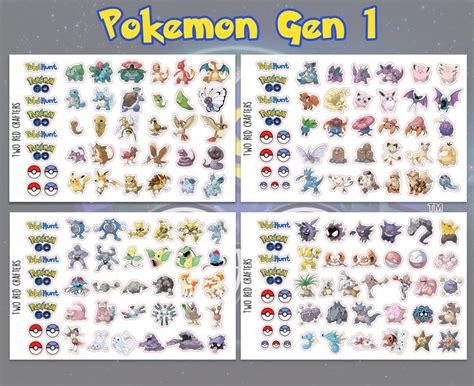 Pokemon Gen 1gen 2gen 3gen 4gen 5gen 6gen 7 Character Etsy