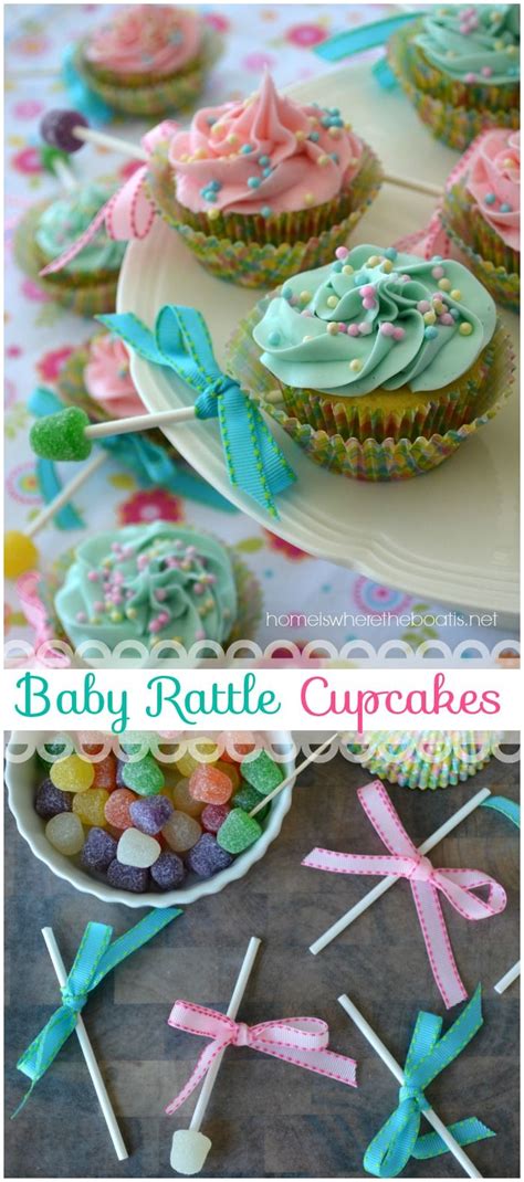 Marble cake, buttercream frosting, sprinkled with pearl nonparials. Baby Rattle Cupcakes | Baby shower cupcakes for boy, Baby shower cupcakes, Baby rattle cupcakes