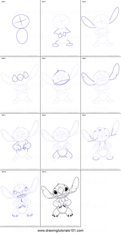 How To Draw Stitch From Lilo And Stitch Printable Step By Step Easy