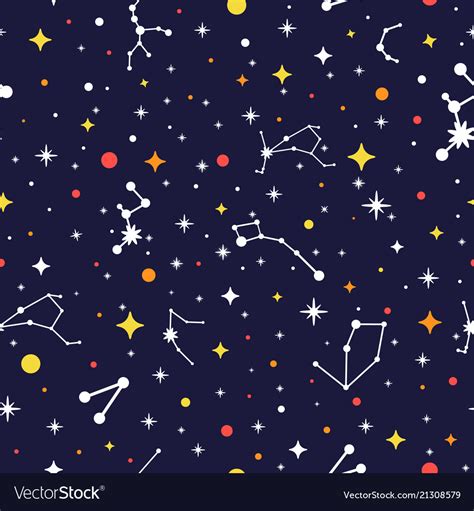 Galaxy Seamless Pattern Bright Space Background Vector Image