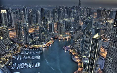 2k Free Download Dubai Uae Night Skyscrapers Fountains Yachts
