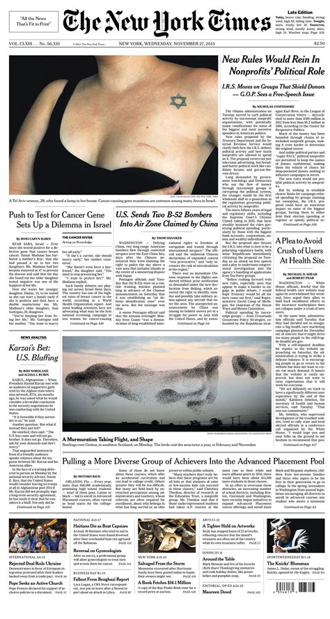 Your source for breaking news, photos, and videos about new york, sports, business, entertainment, opinion, real estate, culture, fashion, and more. The Cover Of Today's New York Times Shows A Surprising ...