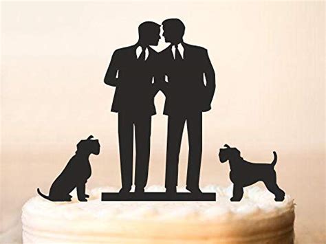 Gay Wedding Cake Topper Wiht Two Dogsame Sex Cake Topper