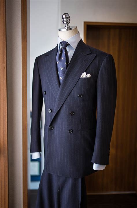 Bntailor Navy Stripe Double Breasted Suit By Bandtailor In