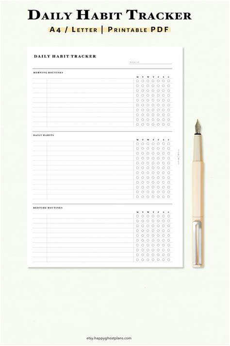 The Daily Habit Tracker Is Shown With A Pencil