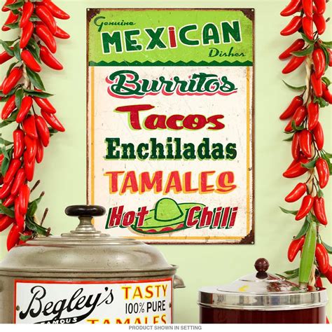 If you need a metal cart for your business, look no there are solid metal shelf carts and metal wire carts. Mexican Food Menu Kitchen Metal Sign 16 In | Restaurant ...