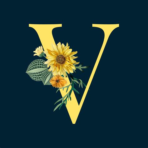 Letter V With Blossoms Download Free Vectors Clipart Graphics