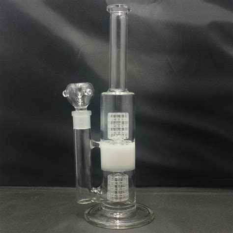 2019 12 Inch Double Showerhead Glass Bongs Straight Tube Water Bongs