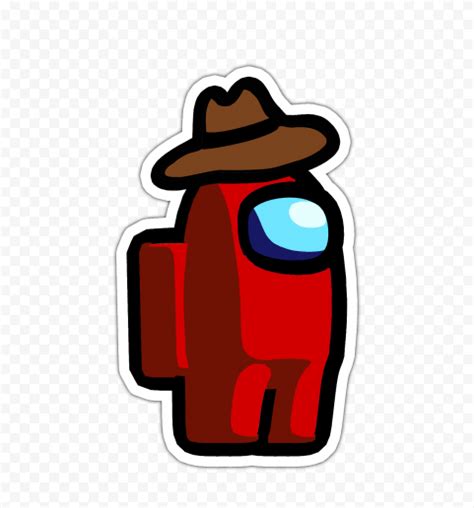 Hd Red Among Us Character Cowboy Hat Stickers Png Citypng