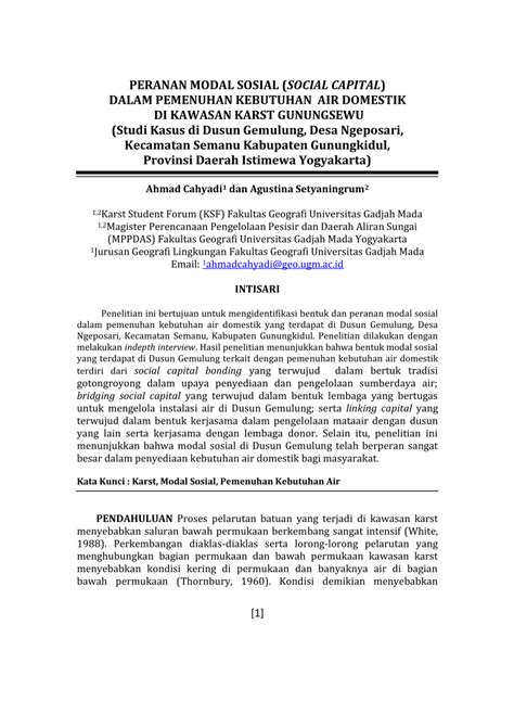 Dengan adanya peranan pekerja sosial maka anak korban kekerasan seksual dapat kembali berfungsi secara sosial. (PDF) PERANAN MODAL SOSIAL (SOCIAL CAPITAL) DALAM ...