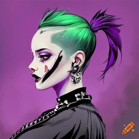 90 S Inspired Horror Comic Art Of A Punk Goth Girl