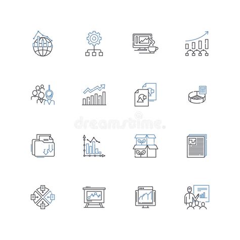 Data Organization Platform Line Icons Collection Categorization