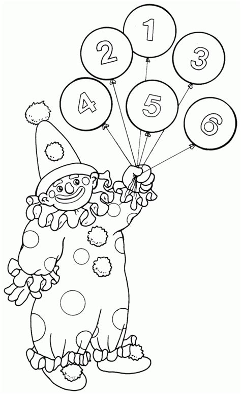 A Coloring Page With Numbers And Clowns Holding Balloons In The Shape