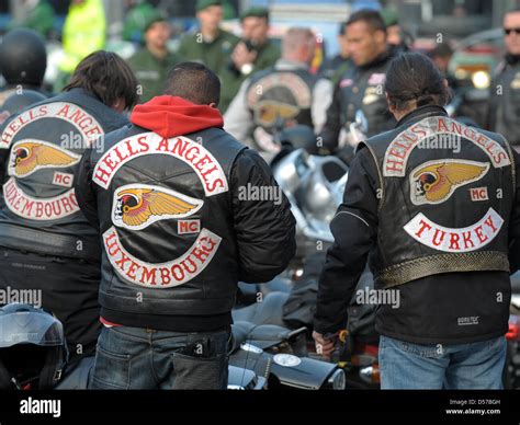Members Of Motorcycle Club Hells Angels Gather Before District