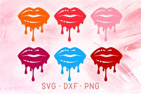 Lip Drip Logo Design Dripping Lips Svg Cricut Cut Files Pink Lip Gloss