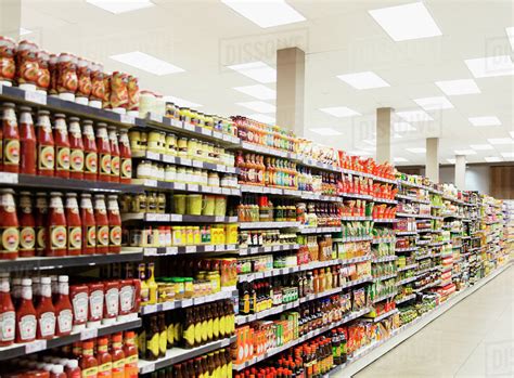 Stocked Shelves In Grocery Store Aisle Stock Photo Dissolve