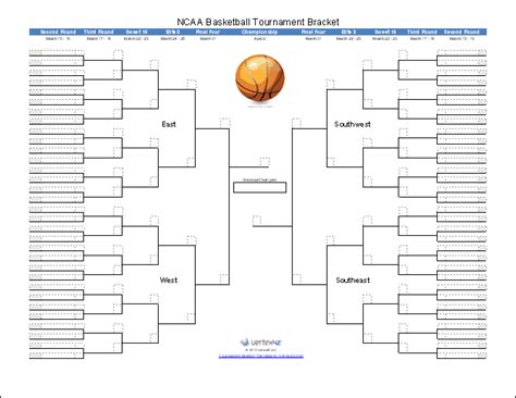 March Madness Bracket Sheet Tournament Bracket Templates For Excel 2016