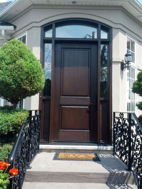 Custom Fiberglass Entry Door And Frame With Wrought Iron Sidelights